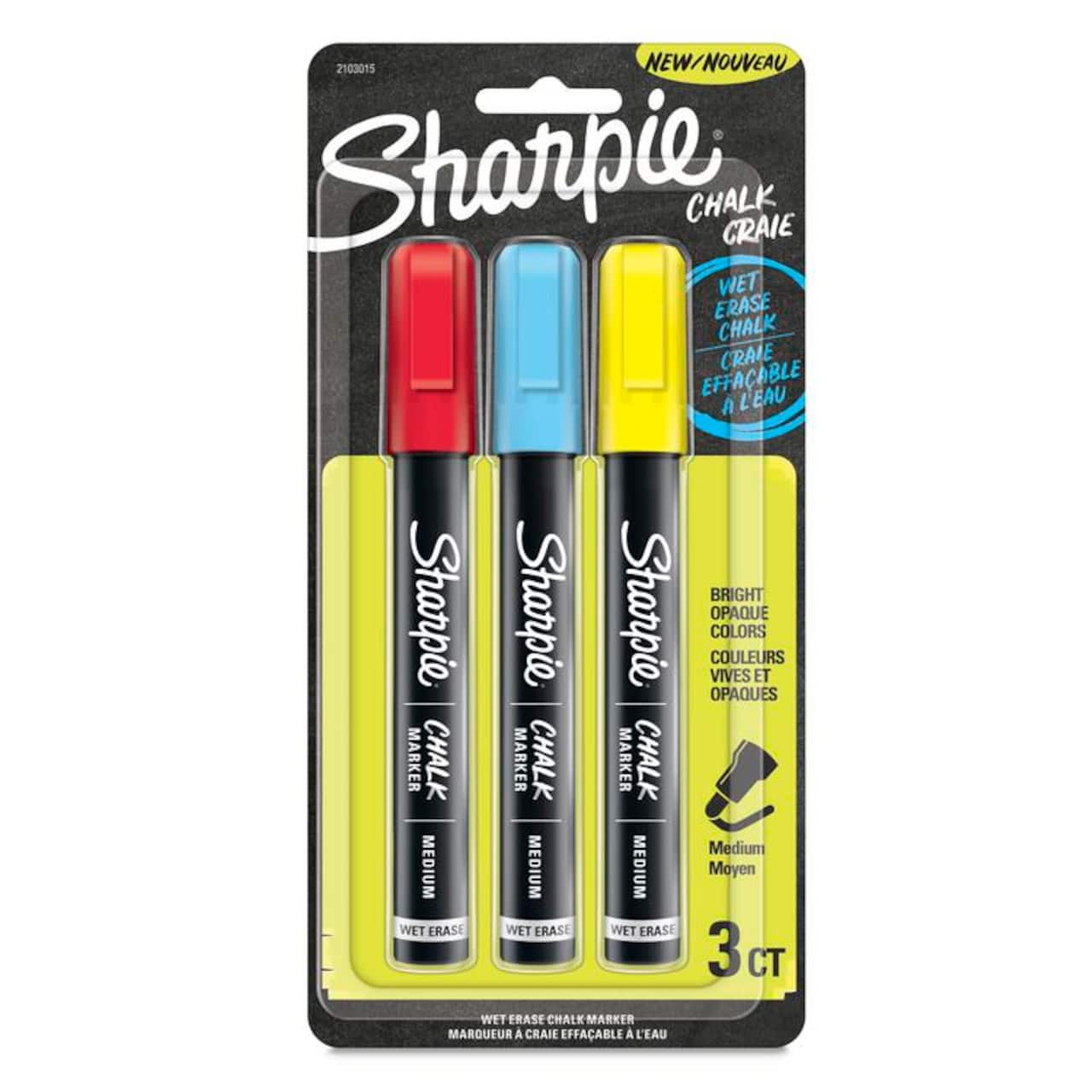 Marqueurs à craie effaçables à l’eau à pointe moyenne de Sharpie, couleurs primaires
